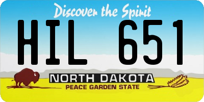ND license plate HIL651
