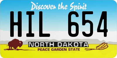 ND license plate HIL654