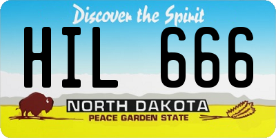 ND license plate HIL666