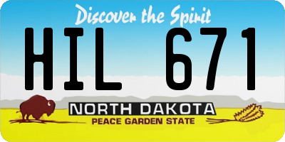 ND license plate HIL671