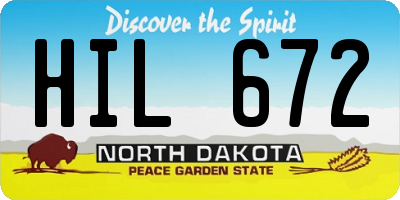 ND license plate HIL672