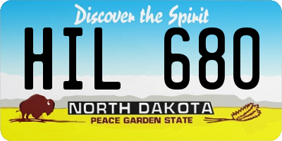 ND license plate HIL680