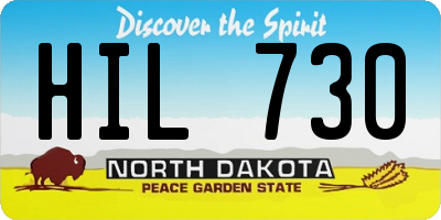 ND license plate HIL730