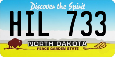 ND license plate HIL733