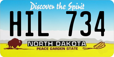ND license plate HIL734