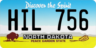 ND license plate HIL756