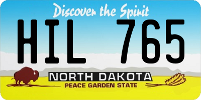 ND license plate HIL765