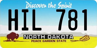 ND license plate HIL781