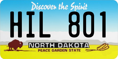 ND license plate HIL801
