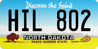 ND license plate HIL802