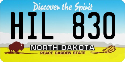 ND license plate HIL830
