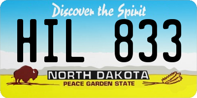 ND license plate HIL833