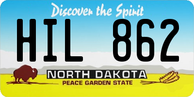 ND license plate HIL862