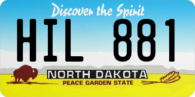 ND license plate HIL881