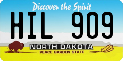 ND license plate HIL909