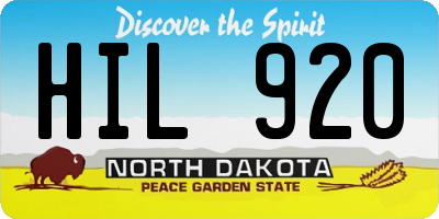 ND license plate HIL920