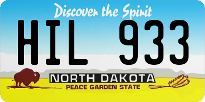 ND license plate HIL933