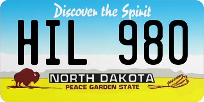 ND license plate HIL980