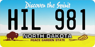 ND license plate HIL981