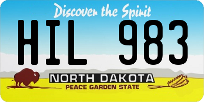 ND license plate HIL983