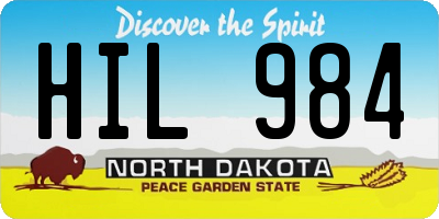 ND license plate HIL984