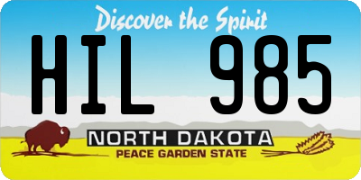 ND license plate HIL985