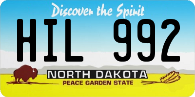 ND license plate HIL992