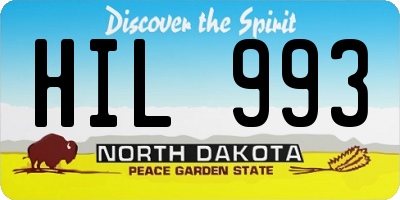 ND license plate HIL993