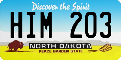 ND license plate HIM203