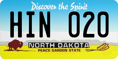 ND license plate HIN020