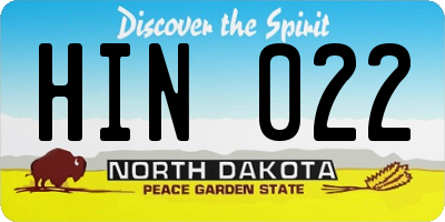 ND license plate HIN022