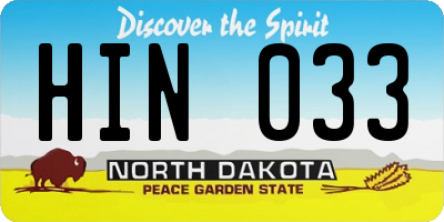 ND license plate HIN033