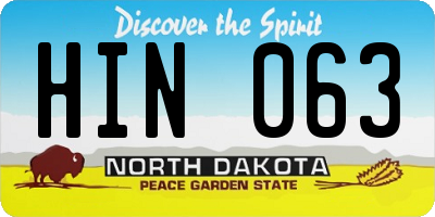 ND license plate HIN063