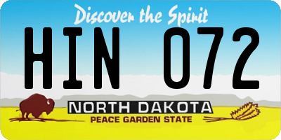 ND license plate HIN072