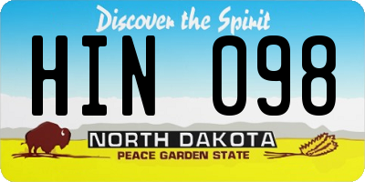 ND license plate HIN098