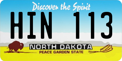 ND license plate HIN113