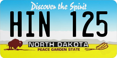 ND license plate HIN125