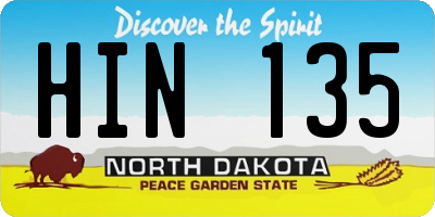 ND license plate HIN135