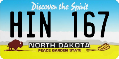 ND license plate HIN167