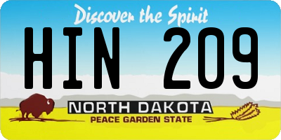 ND license plate HIN209