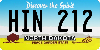ND license plate HIN212