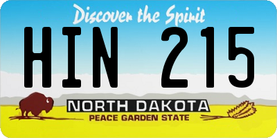ND license plate HIN215