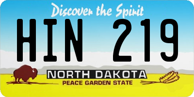 ND license plate HIN219