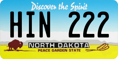 ND license plate HIN222