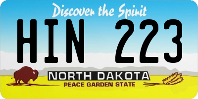 ND license plate HIN223