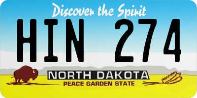 ND license plate HIN274