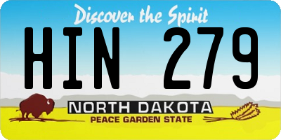 ND license plate HIN279