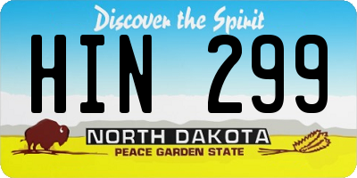 ND license plate HIN299