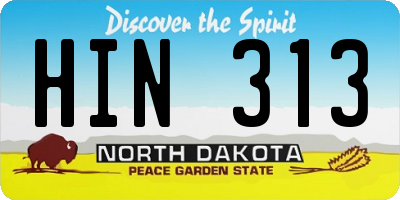 ND license plate HIN313