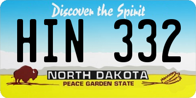 ND license plate HIN332